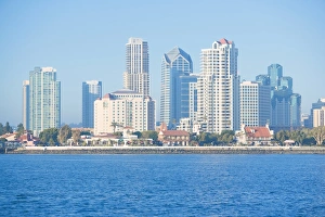 City skyline and harbour, San Diego, California, United States of America, North America
