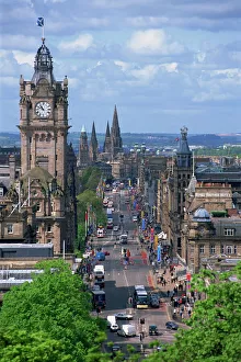 Princes Street Prints: City skyline and high level view over Princes Street