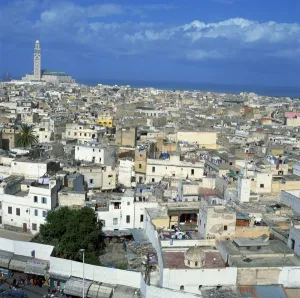 Casa Blanca Prints: City skyline including the Hassan II Mosque