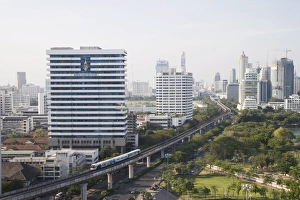 City skyline and Lumpini Park, Bangkok, Thailand, Southeast Asia, Asia