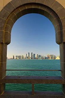 Qatar Prints: City skyline from Museum of Islamic Art, Doha, Qatar, Middle East