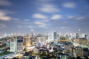 Thai Culture Prints: City skyline at night, Bangkok, Thailand, Southeast Asia, Asia