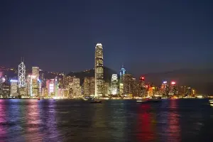Financial Centre Prints: City skyline at night of the financial centre on Hong Kong Island with Bank of China Tower
