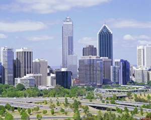 Motorway Prints: City skyline, Perth, Western Australia, Australia