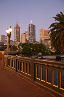 Melbourne Prints: City skyline from Princes Bridge at dusk, Melbourne, Victoria, Australia, Pacific