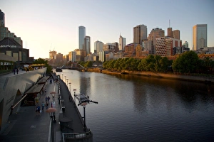 Melbourne Prints: City skyline from Princes Bridge, Melbourne, Victoria, Australia, Pacific