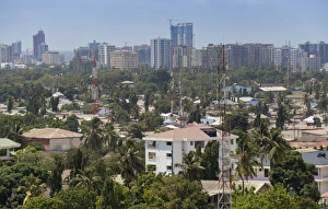 Dar Es Salaam Prints: City skyline from suburbs, Dar es Salaam, Tanzania, East Africa, Africa