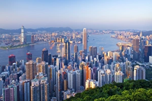 Images Dated 9th July 2009: City skyline and Victoria Harbour from Victoria Peak, Hong Kong, China, Asia