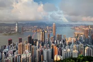 Images Dated 12th July 2009: City skyline and Victoria Harbour viewed from Victoria Peak, Hong Kong, China, Asia