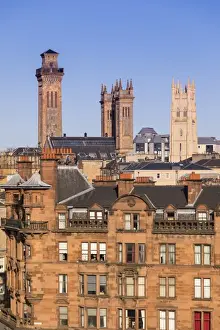 College Prints: City skyline view of the towers of Trinity College and Park Church in the West End of Glasgow
