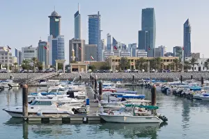 Kuwait City Prints: City skyline viewed from Souk Shark Mall and Kuwait harbour