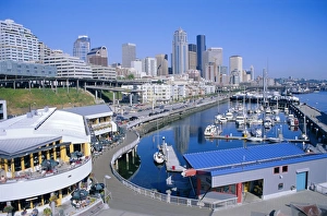 Sailing Vessel Prints: City skyline and waterfront