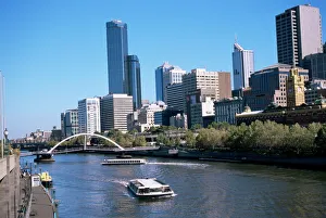 Australian Prints: City skyline and the Yarra River, Melbourne, Victoria, Australia, Pacific