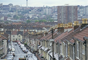 Terraced House Prints: City street, Bristol, England, U. K, Europe