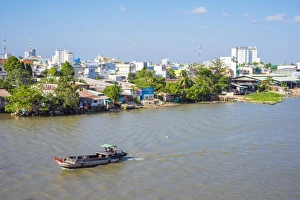 Can Tho Prints: The city of Can Tho on the Can Tho river, a branch of the Mekong River, Mekong Delta