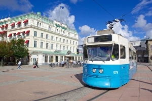 Drottningtorget Prints: City tram, Drottningtorget, Gothenburg, Sweden, Scandinavia, Europe