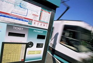 Machine Prints: City trams, Piccadilly Gardens, Manchester, England, United Kingdom, Europe