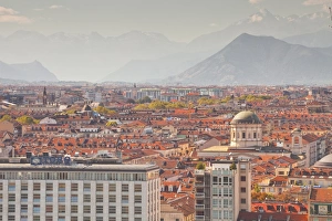 Turin Prints: The city of Turin with the Italian Alps looming in the background