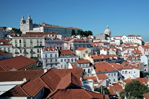 Alfama Prints: City view of Alfama district, Lisbon, Portugal