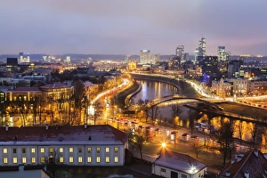 Vilnius Prints: City view from Castle Hill, Vilnuis, Lithuania, Europe