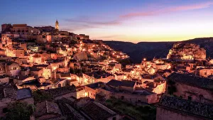 Basilicata Prints: City view of Matera at dawn, Matera, Basilicata, Italy, Europe
