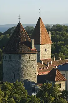 Town Wall Prints: City wall towers, Old Town, UNESCO World Heritage Site, Tallinn, Estonia