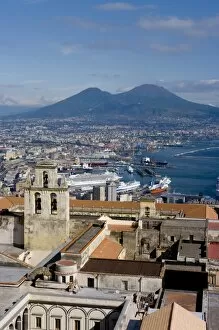 Images Dated 25th September 2008: Cityscape with Certosa di San Martino and Mount Vesuvius, Naples, Campania