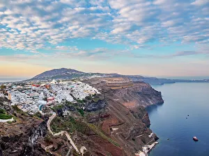 Fira Prints: Cityscape of Fira at sunrise, Santorini (Thira) Island
