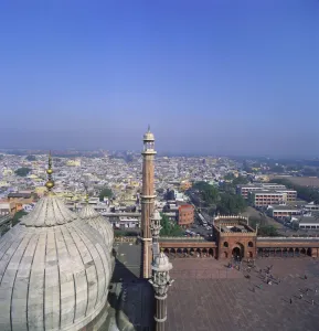 Delhi Prints: Cityscape and Jama Masjid, Delhi, India
