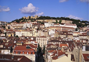Crowded Prints: Cityscape of Lisbon and Castelo de Sao Jorge, Portugal
