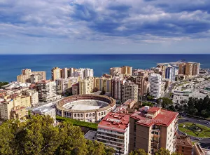 Stadium Prints: Cityscape with the Malagueta Bullring Stadium, Malaga, Andalusia, Spain, Europe