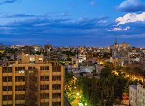 Argentinean Prints: Cityscape of Mendoza, twilight, Argentina, South America