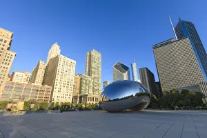 Sculptural Prints: Cityscape of Millennium Park and the Cloud Gate steel sculpture