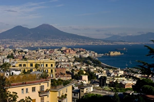 Campania Prints: Cityscape and Mount Vesuvius, Naples, Campania, Italy, Europe