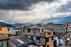 Sunrays Prints: Cityscape of Quito, Ecuador, South America