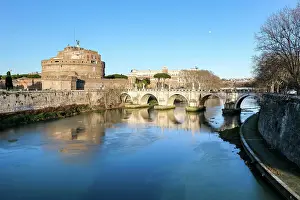 Roman Empire Prints: Cityscape of Rome featuring the Mausoleum of Hadrian (Castel Sant'Angelo) (Castle of the Holy Angel)