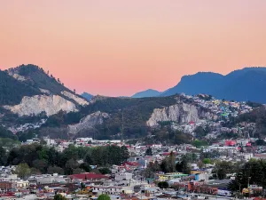 Wanderlust Prints: Cityscape of San Cristobal de las Casas at dusk, elevated view, Chiapas State, Mexico