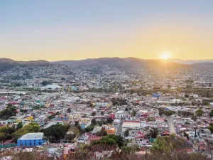 Lively Prints: Cityscape seen from Cerro del Fortin at sunset, Oaxaca de Juarez, Oaxaca State, Mexico