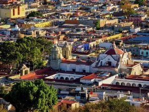 Aesthetic Prints: Cityscape seen from Cerro del Fortin at sunset, Oaxaca de Juarez, Oaxaca State, Mexico