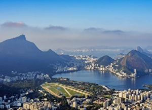 Typically Brazilian Prints: Cityscape seen from the Dois Irmaos Mountain, Rio de Janeiro, Brazil, South America