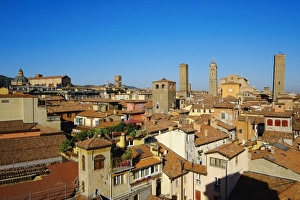 Bologna Prints: Cityscape with the towers of the town, Bologna, Emilia-Romagna, Italy, Europe