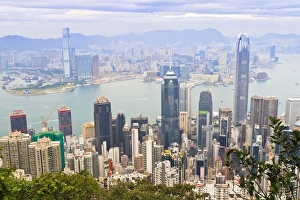 Two International Finance Center Prints: Cityscape from Victoria Peak, Hong Kong, China, Asia