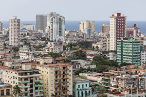 Cityscape view looking west of the town of Vedado, taken from the roof of the Hotel Nacional