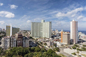 Flats Prints: Cityscape view looking west of the town of Vedado
