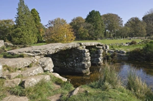 The Clapper Bridge at Postbridge, Dartmoor National Park, Devon, England