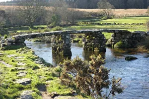 Antiquities Prints: Clapper bridge at Postbridge, Dartmoor National Park