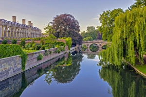 Clare and Kings College Bridges over River Cam, The Backs, Cambridge, Cambridgeshire