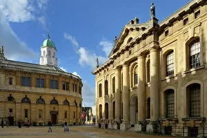 Theater Collection: The Clarendon Building and Sheldonian Theatre, Oxford, Oxfordshire, England, United Kingdom, Europe