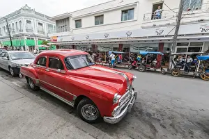Taxi Prints: Classic 1950s Pontiac taxi, locally known as almendrones in the town of Cienfuegos