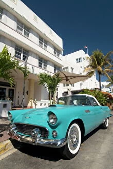Automobile Collection: Classic antique Thunderbird, Art Deco District, South Beach, Miami, Florida